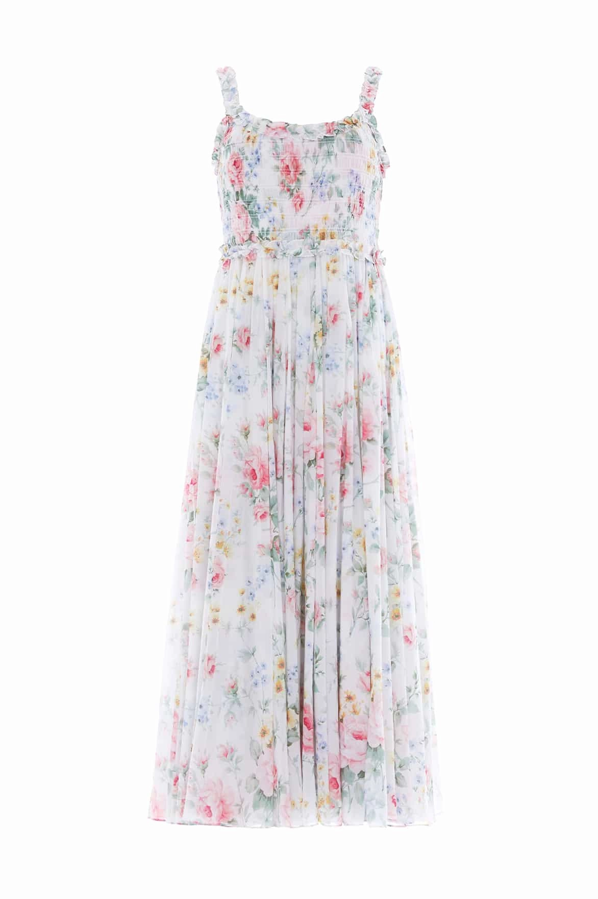 Winter Wrap Pompadour Garden Chiffon Smocked Cami Ankle Gown