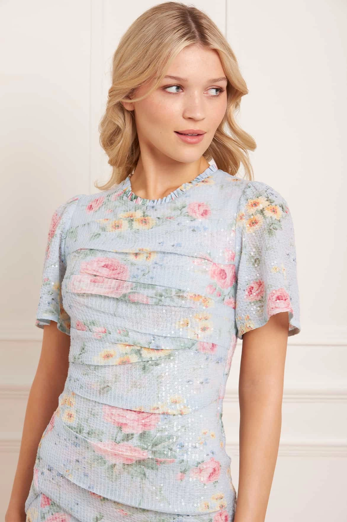 Pompadour Garden Sequin Gown Neutral-Shade Basic Shape