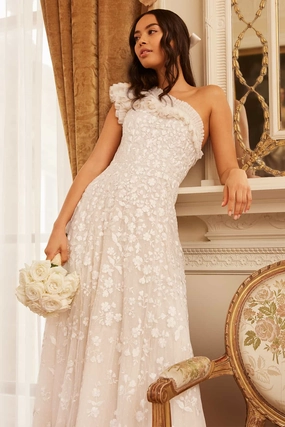 Posy Pirouette One-Shoulder Ankle Gown Winter Wrap Breathable Comfort Wear