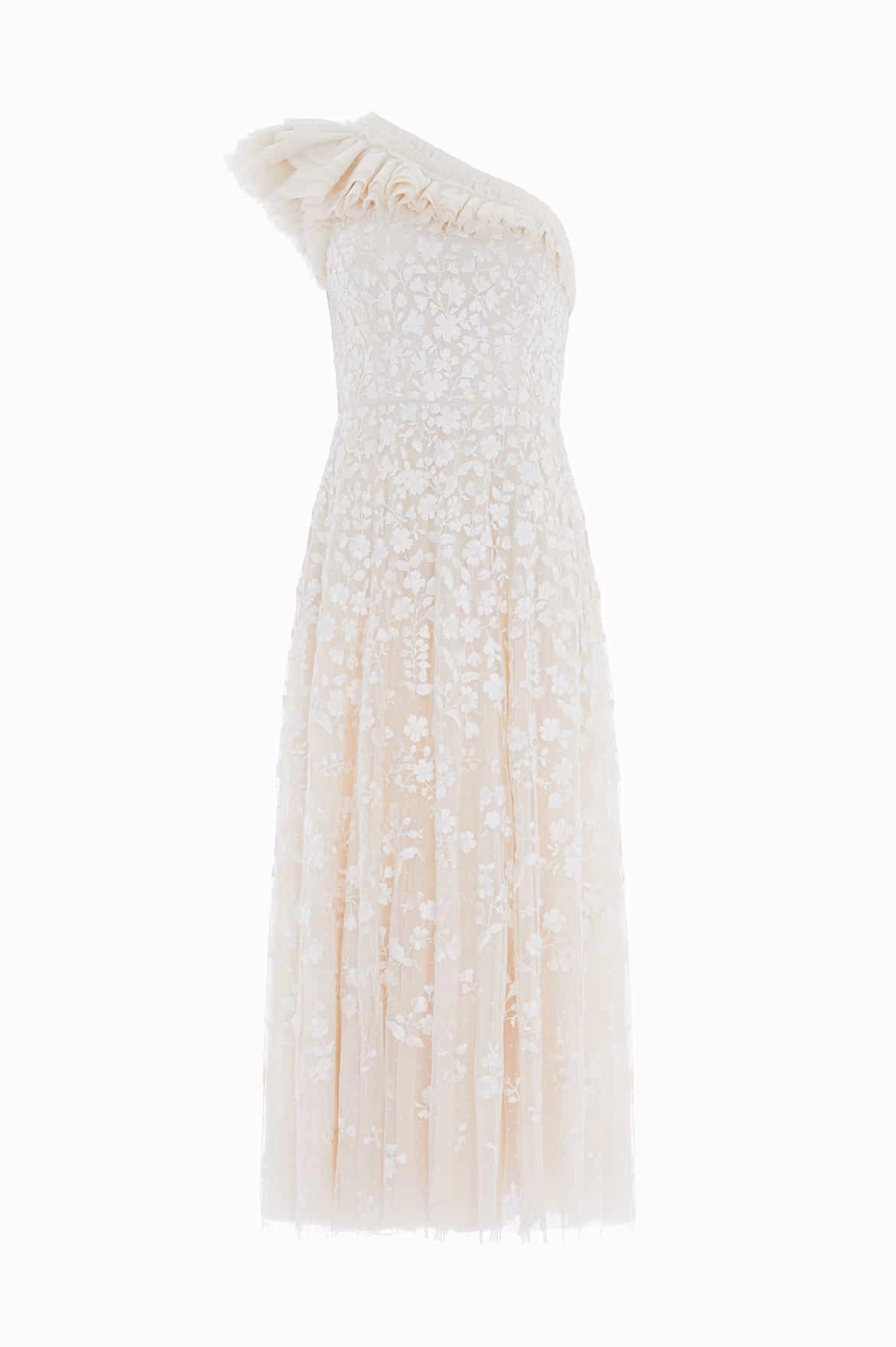 Calm Silhouette Posy Pirouette One-Shoulder Ankle Gown