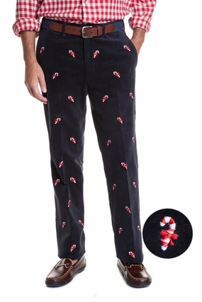 Perfect Movement Core Comfort Beachcomber Corduroy Pant Nantucket Navy with Candy Canes
