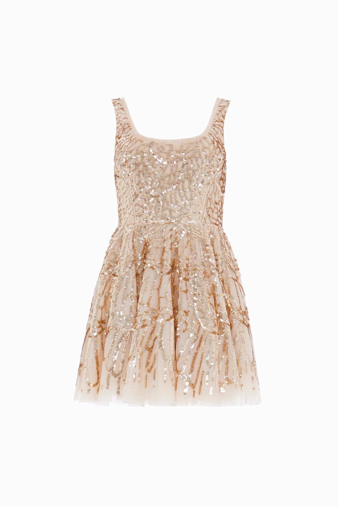 Marquet Scoop Neck Micro Mini Dress Theater-Night Polished Motion