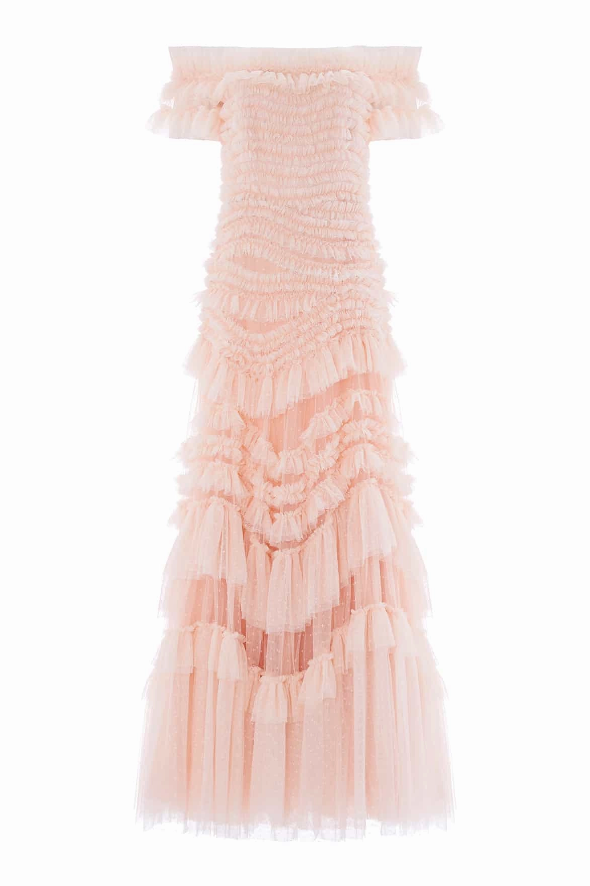 Wild Rose Off-Shoulder Gown Shiny surface Chic and Cozy