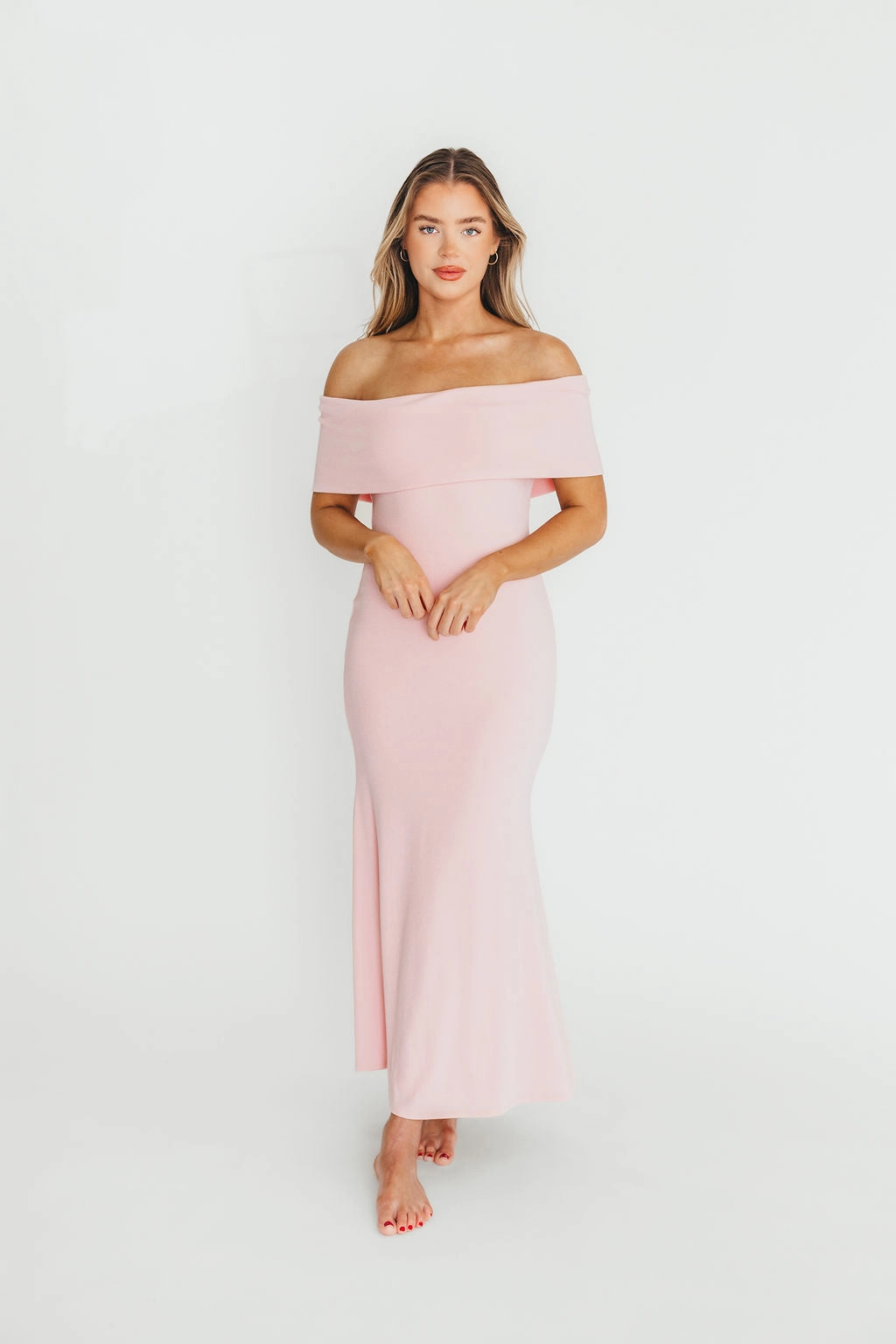 Breathable Layering Monroe Maxi Dress in Dusty Pink - Bump Friendly
