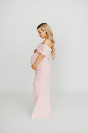 Monroe Maxi Dress in Dusty Pink - Bump Friendly Warm-Layer Motion Light