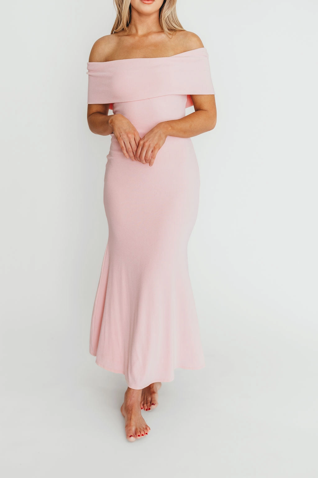Stylish Appearance Magnetic-Closure Monroe Maxi Dress in Dusty Pink - Bump Friendly