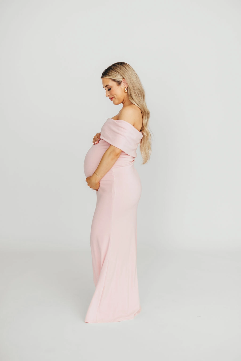Monroe Maxi Dress in Dusty Pink - Bump Friendly Warm-Layer Motion Light