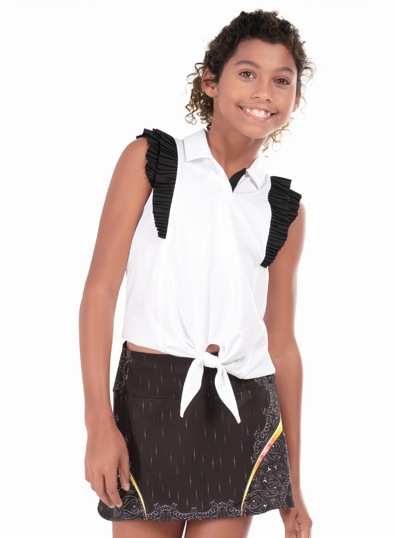 Preppy Tie Polo Stretch Fit ElasticTrimming