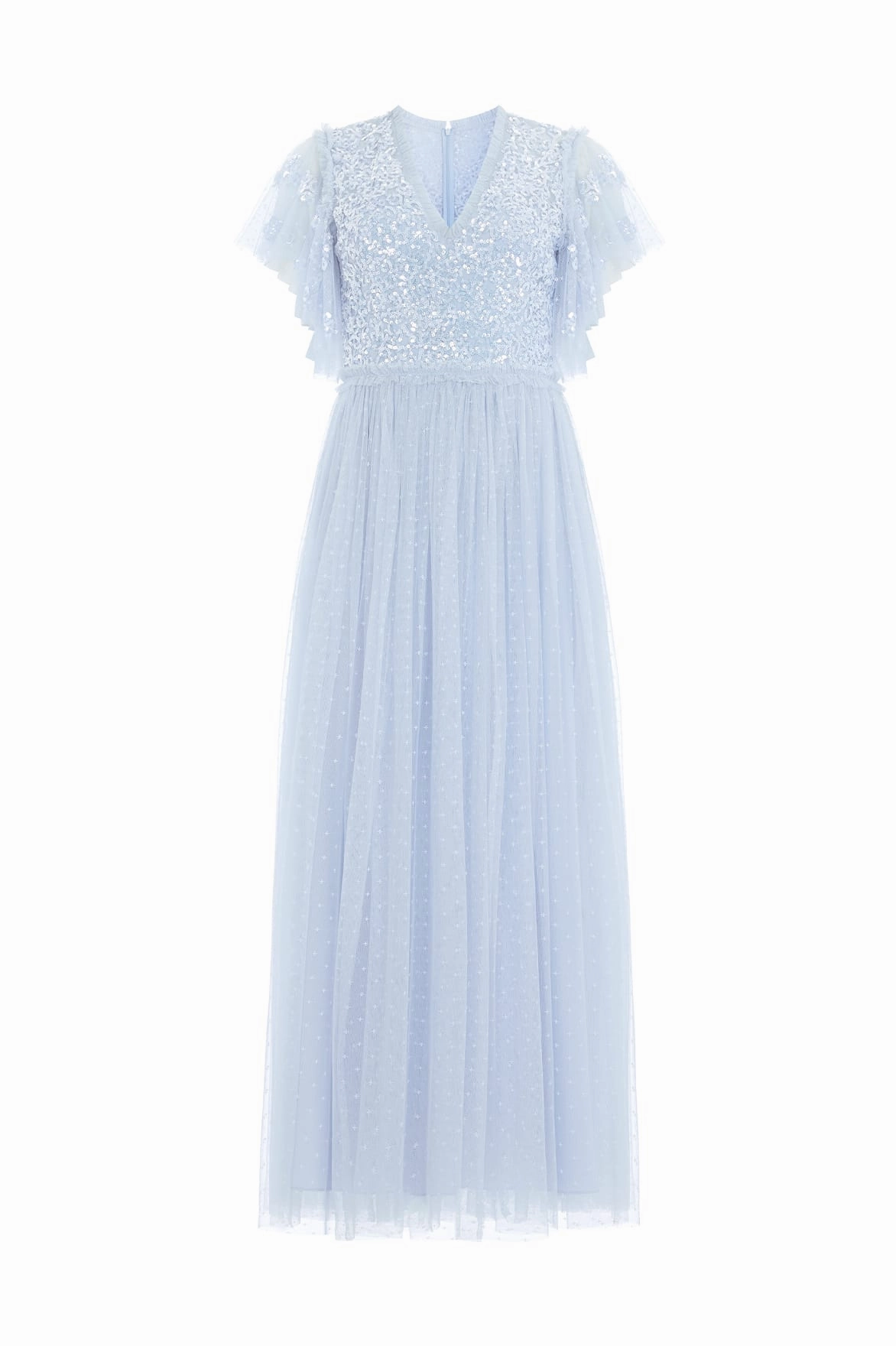 Floral Lace Bodice V-Neck Ankle Gown Dance-Party