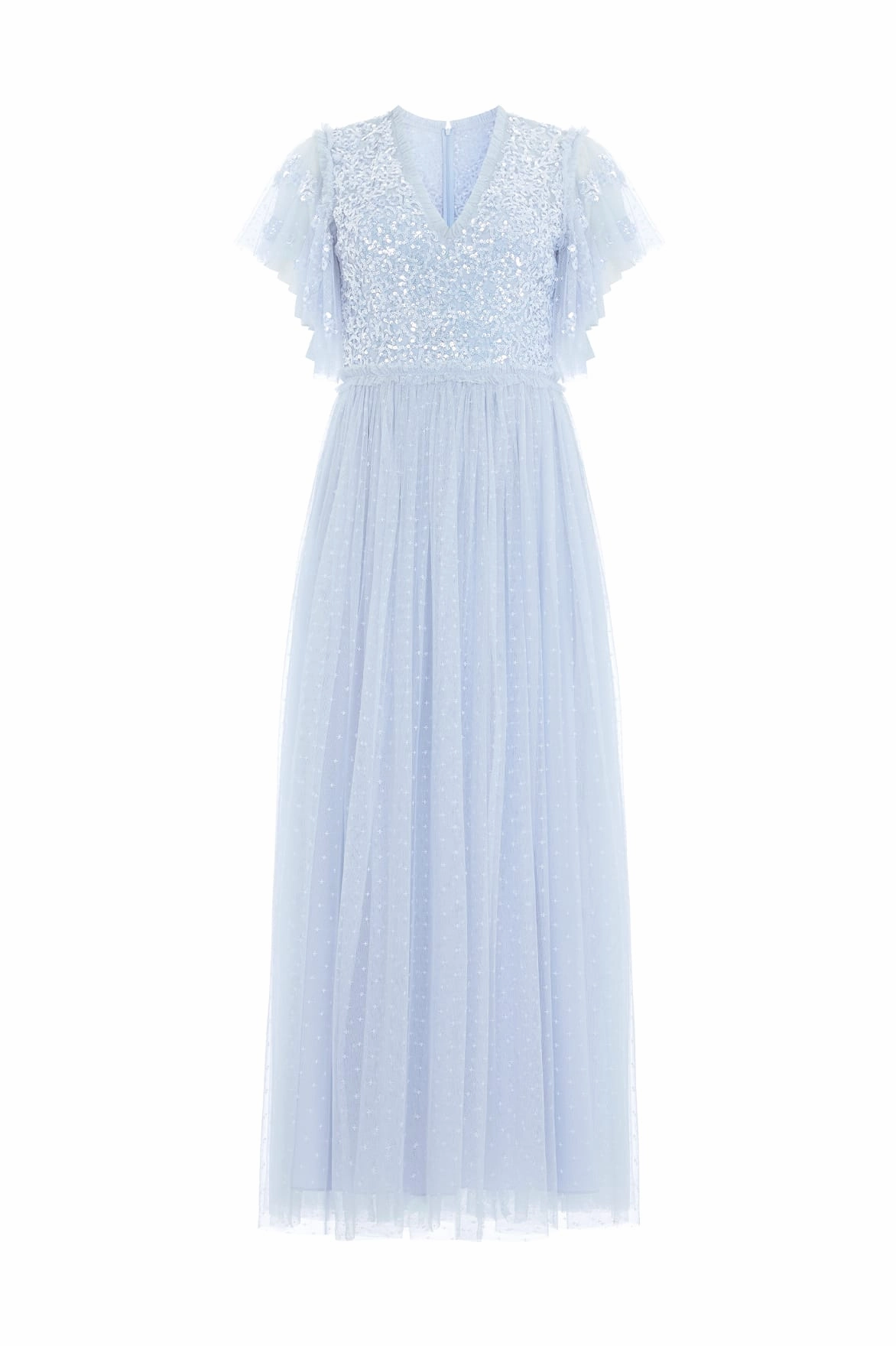 Soft Weave Comfortable Style Floral Lace Bodice V-Neck Ankle Gown