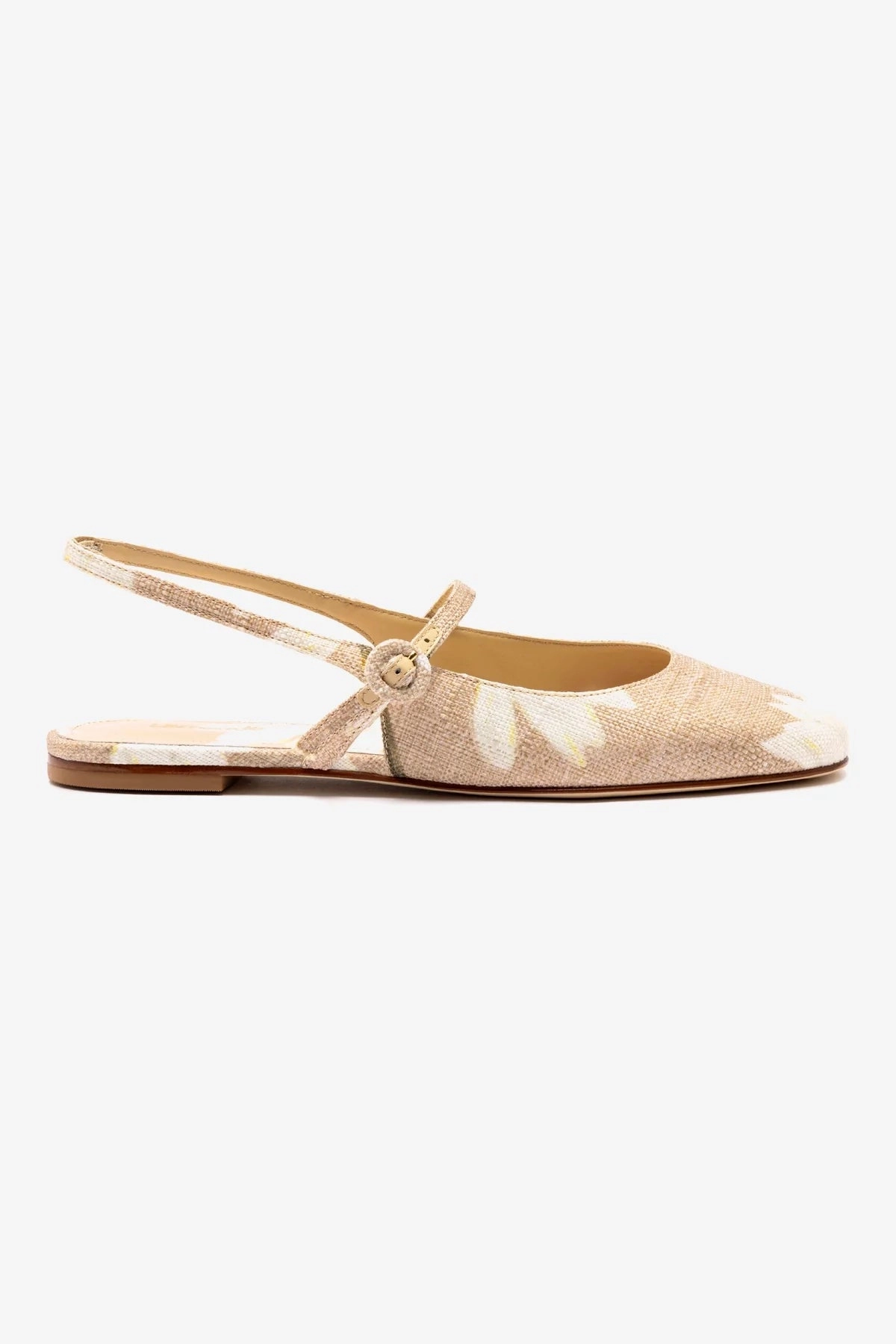 Sky Light Georgina Ballet Flat In Beige Printed Raffia