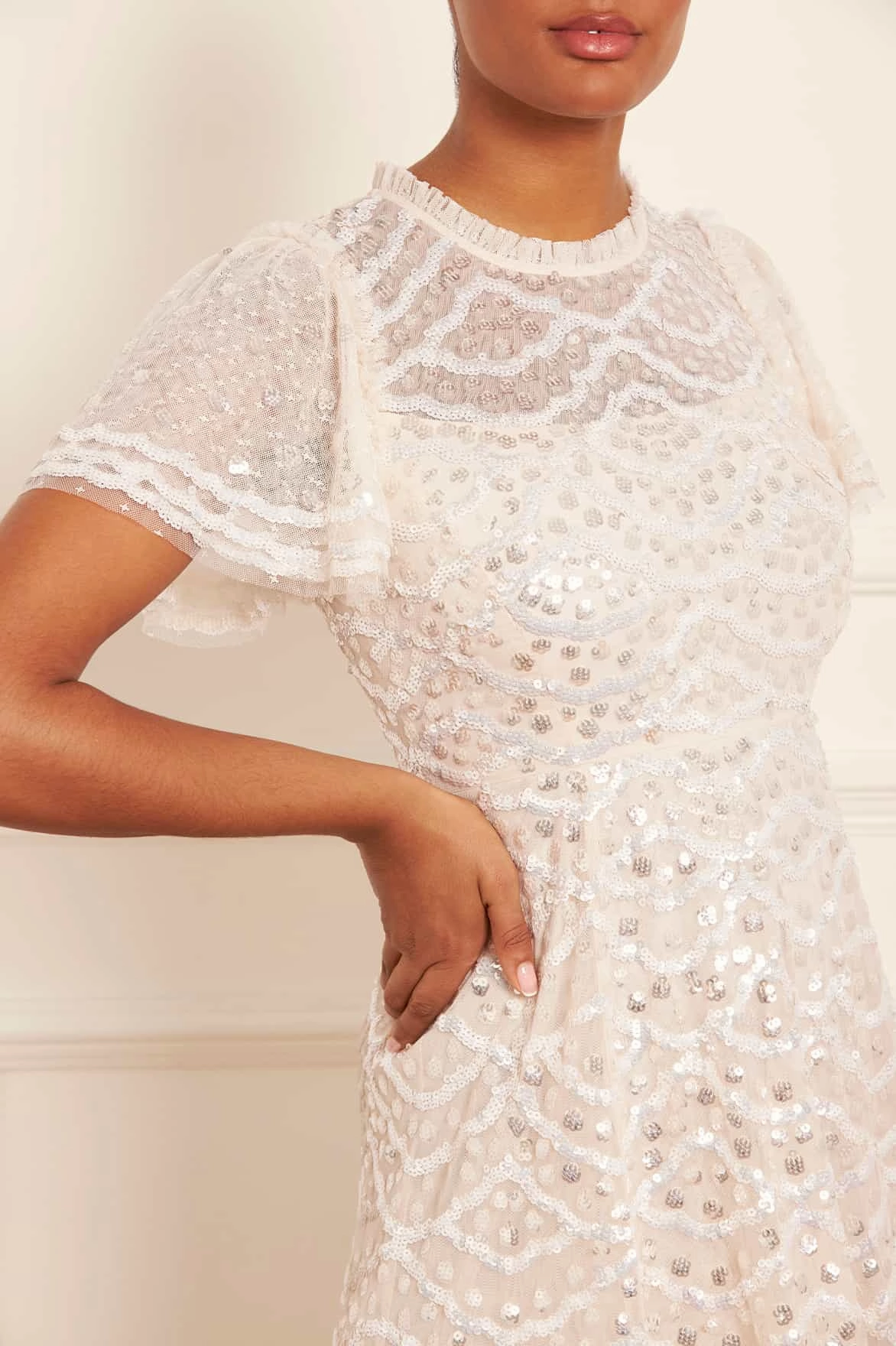 Deco Dot Gloss Ankle Gown Elegant Fabric Elegant brunch outfit