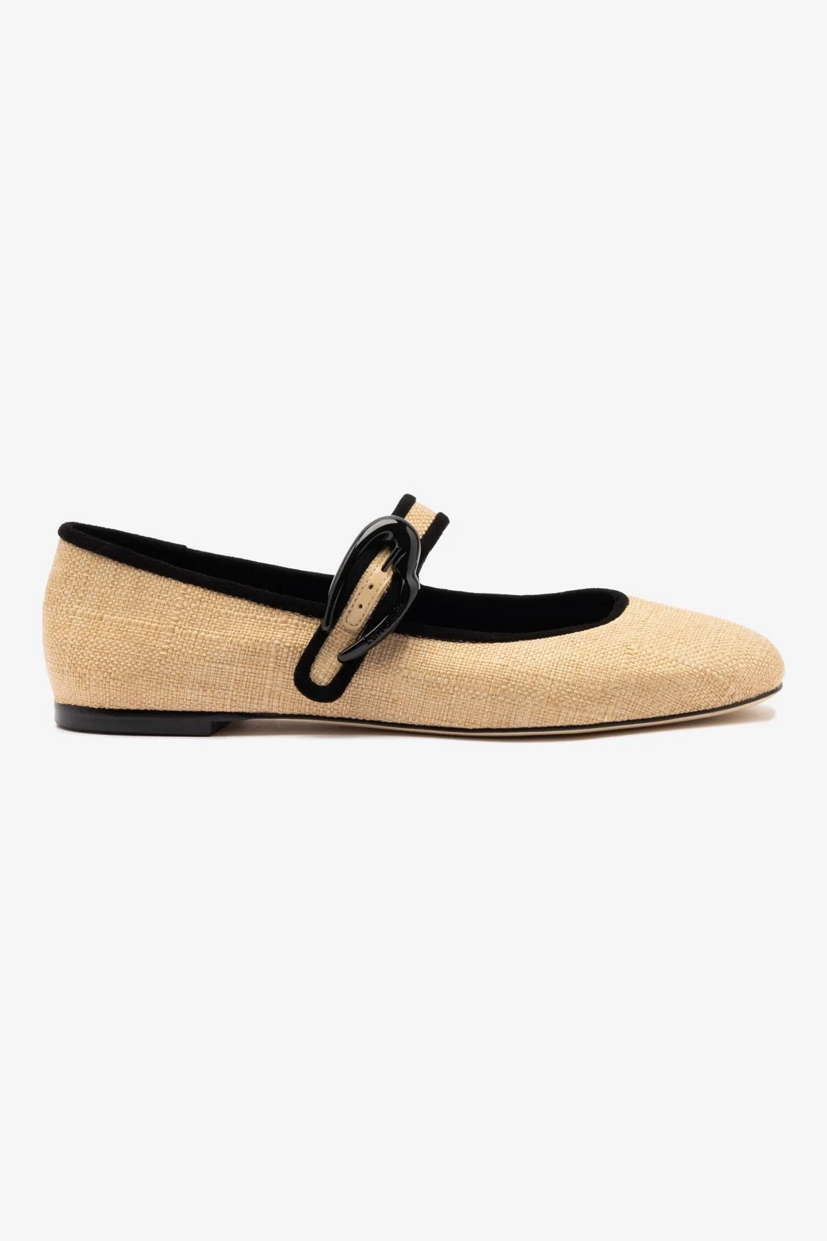 Fit Red Glow Verona Ballet Flat In Beige Raffia and Black Trimming