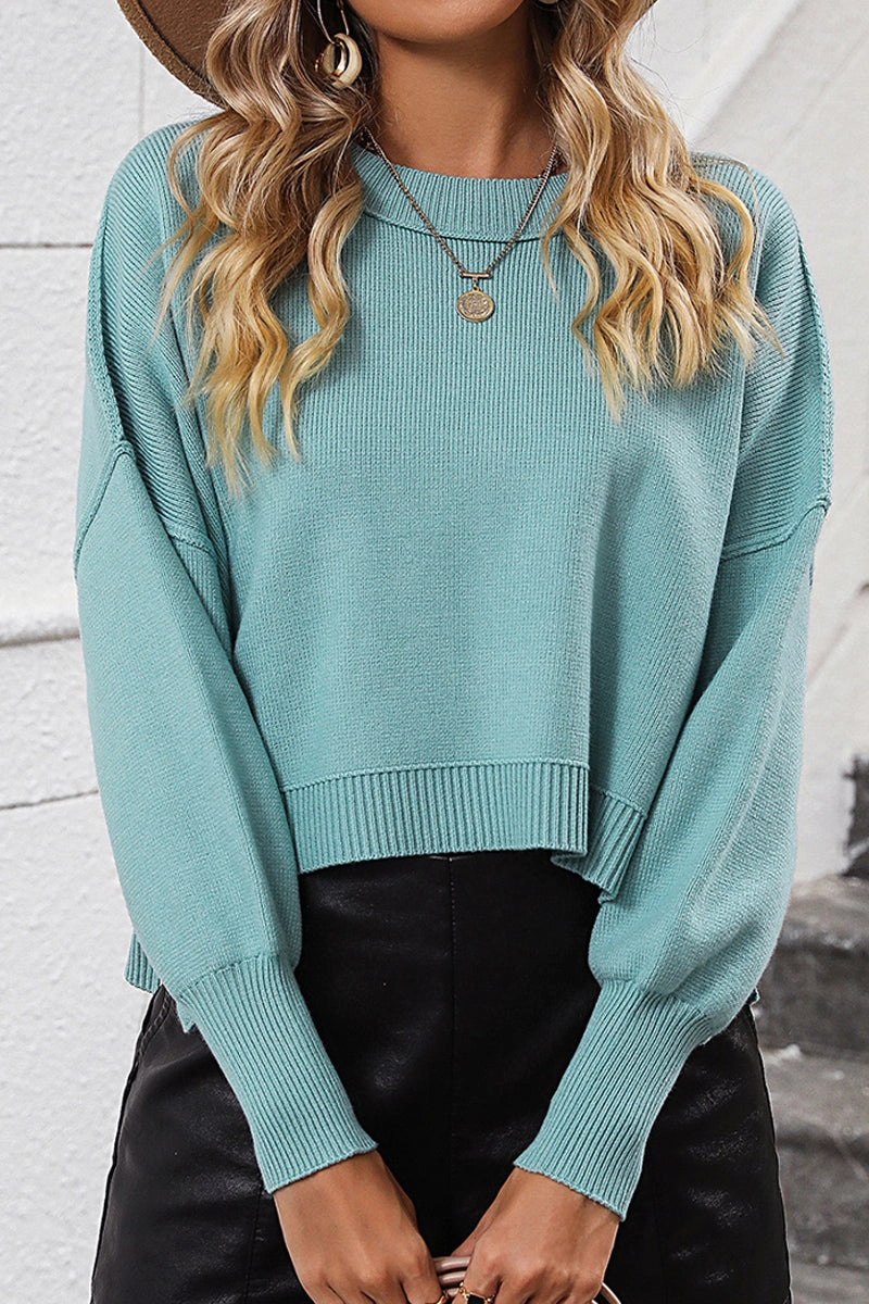 WOMEN RIBBED HEM FITTED SLEEVE KNIT JUMPER TOP Non Closure Collar MultiPocket Design