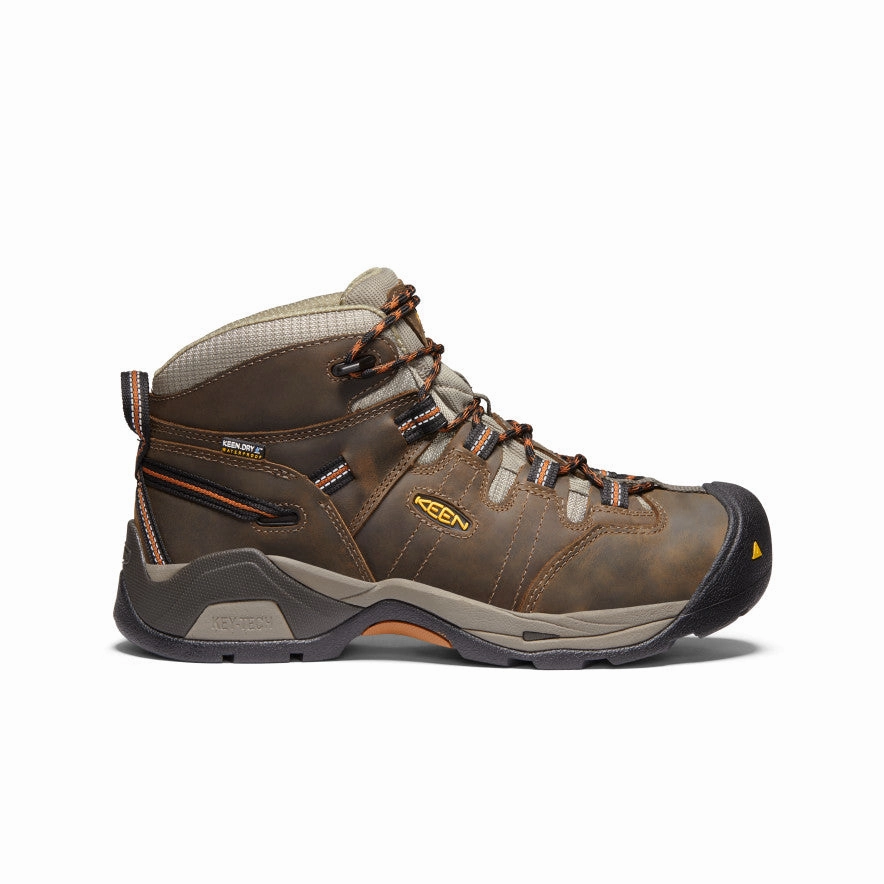 Men's Detroit XT Waterproof Boot (Soft Toe)  |  Black Olive/Leather Brown Durable Shell Outdoor Trek