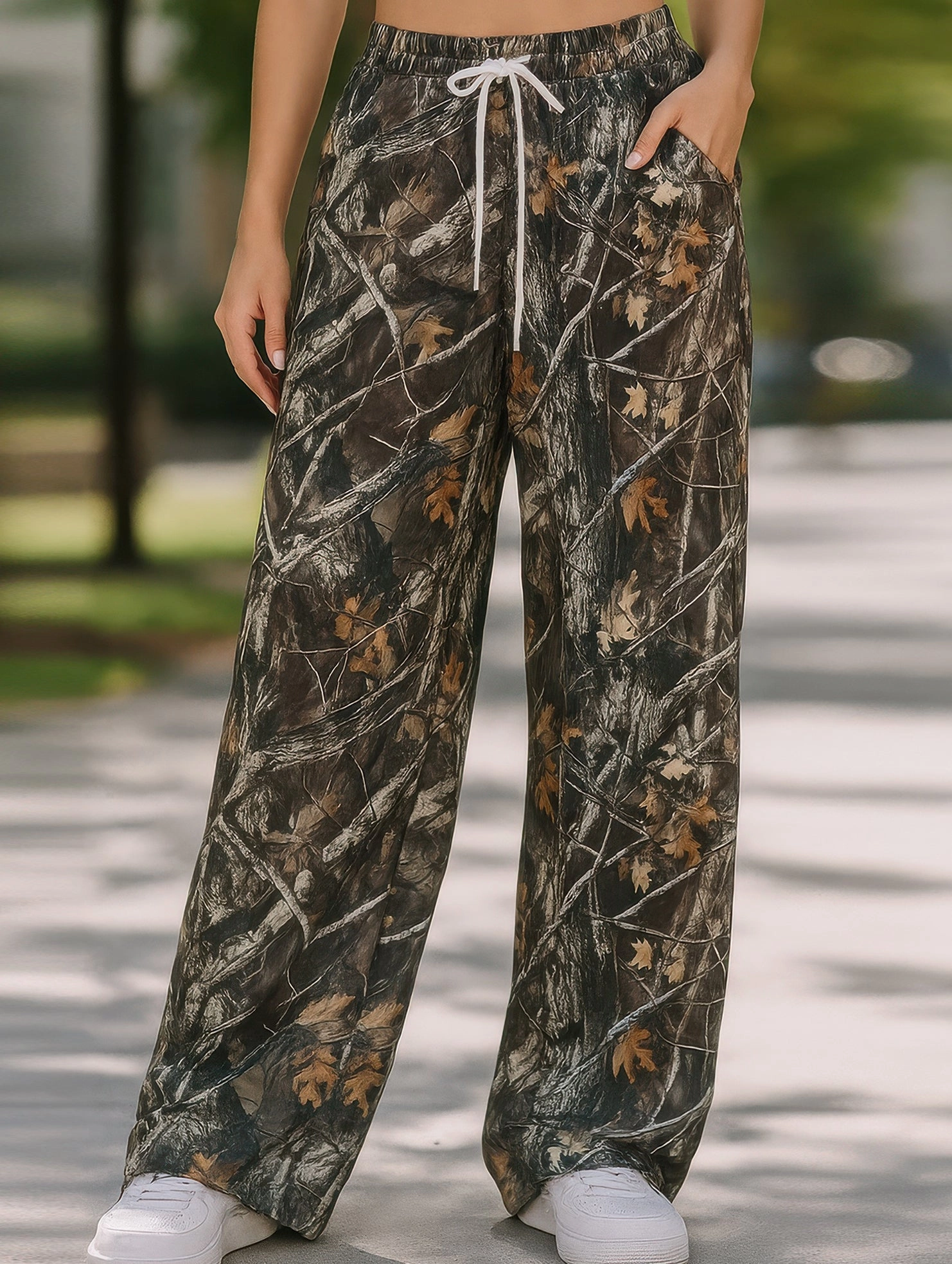 Detachable belt Sport Comfort Fit Stretch Waist Camo Print Pants ??Comfortable Cotton Blend Women's Pants