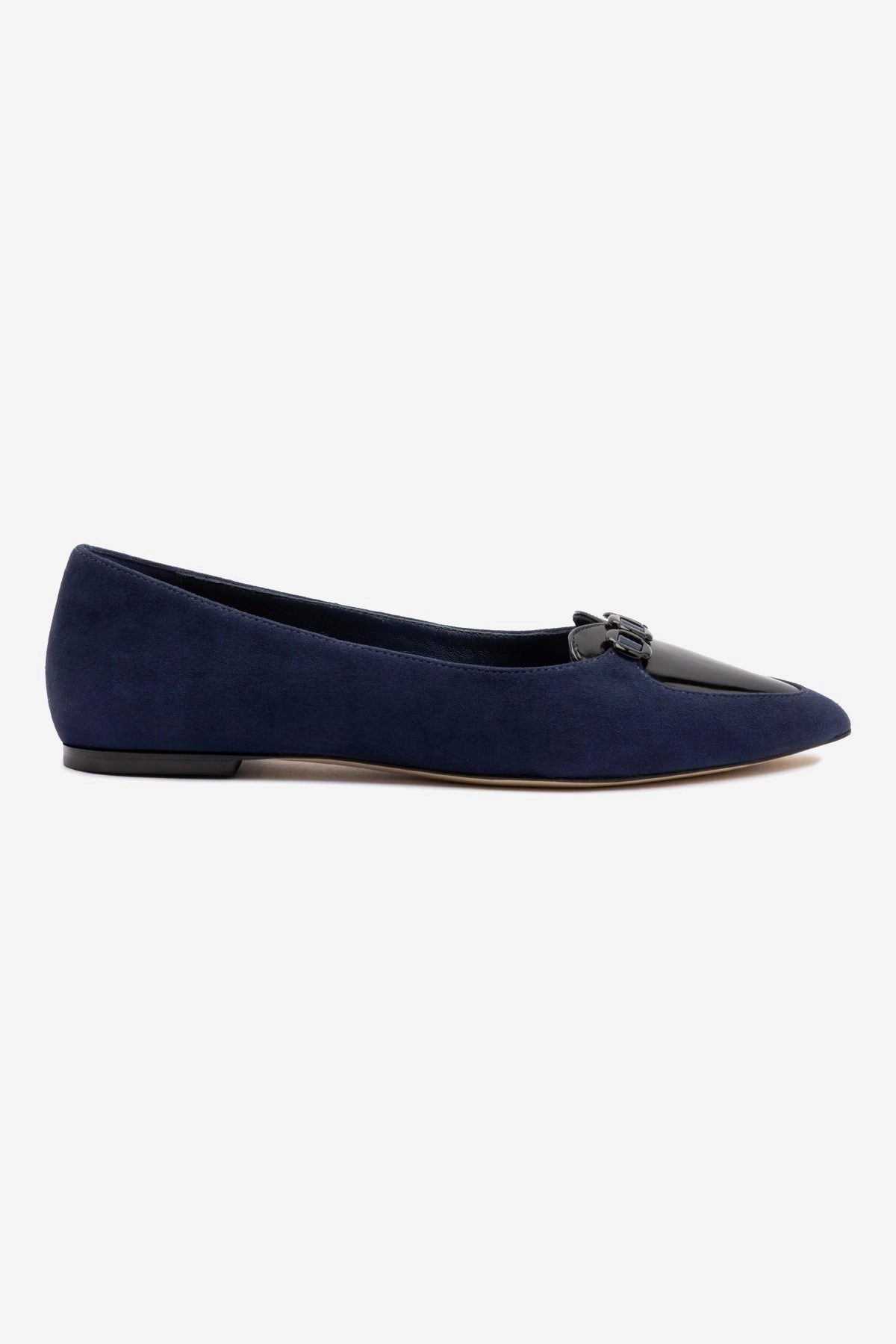 Audrey Flat In Navy Suede Cross Road