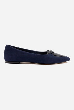 Free Pace Firm Lock Audrey Flat In Navy Suede