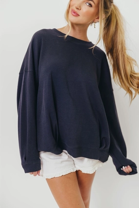 Odor Resistant Finish Around Town Crew Pullover in Dark Navy