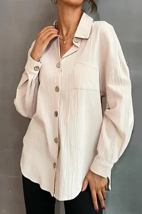 OversizedFit BUTTON DOWN SOLID LOOSE FIT BLOUSE SHIRTS