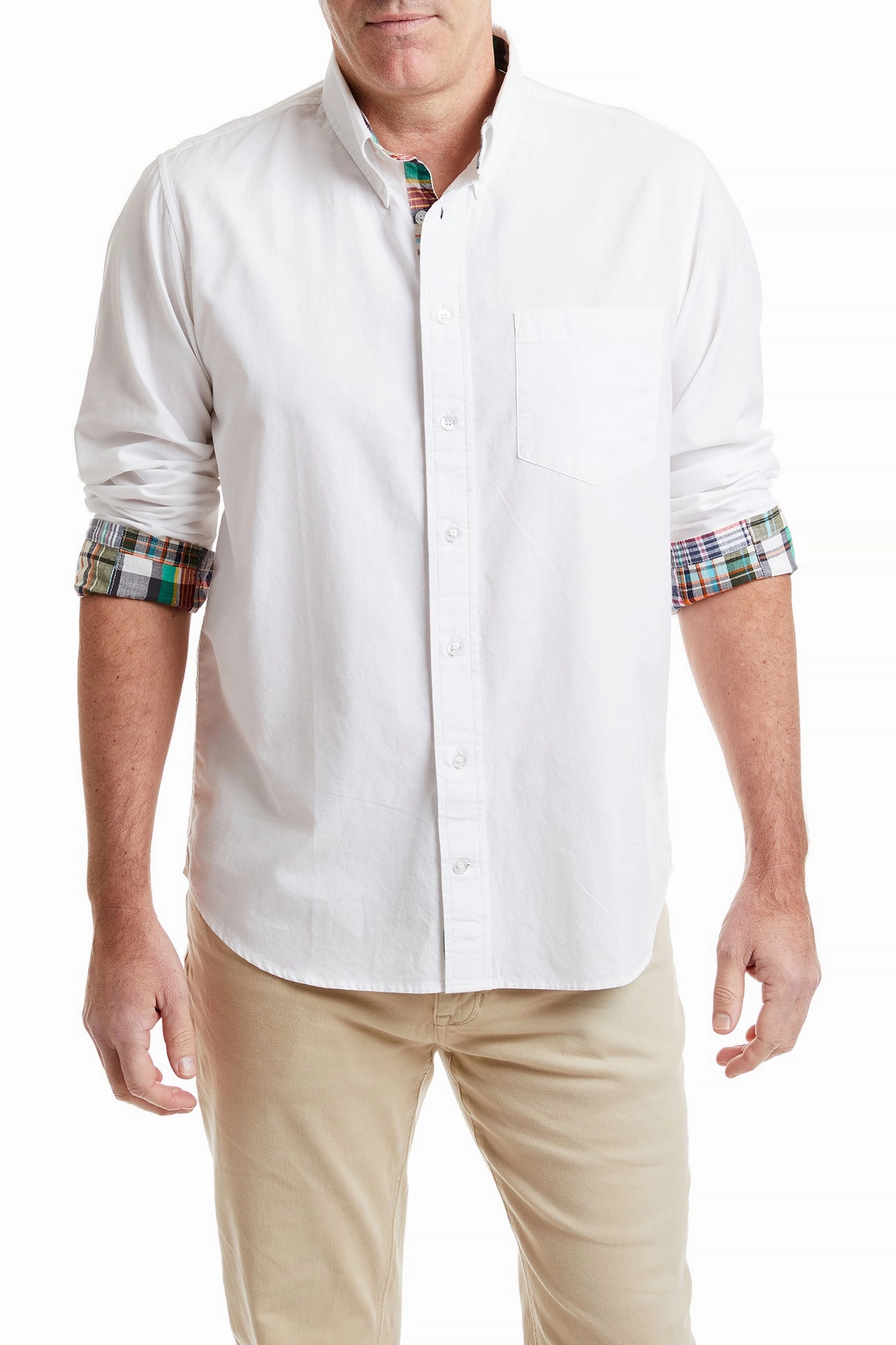Sleeveless Top Chase Shirt White Oxford with Osterville Patch Madras