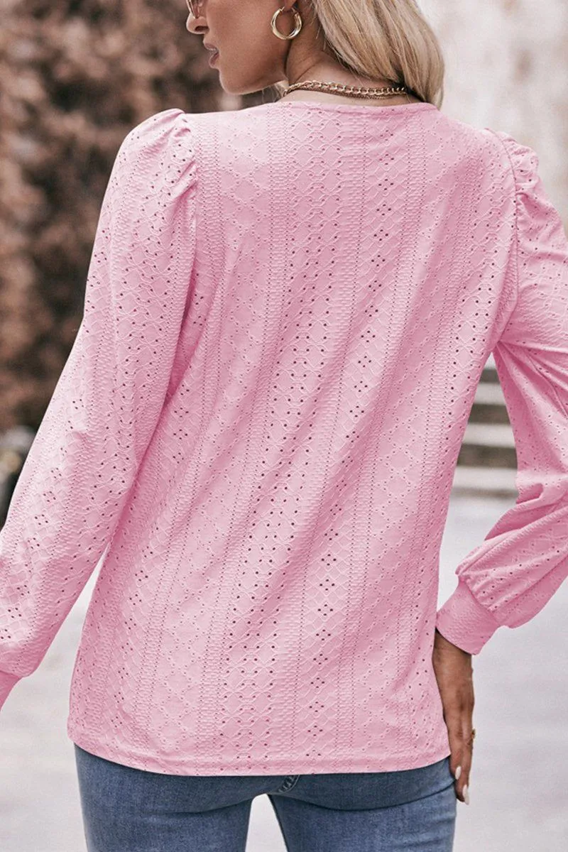 Thermal Insulation WOMEN U NECK EYELET FITTED CUFF TEE