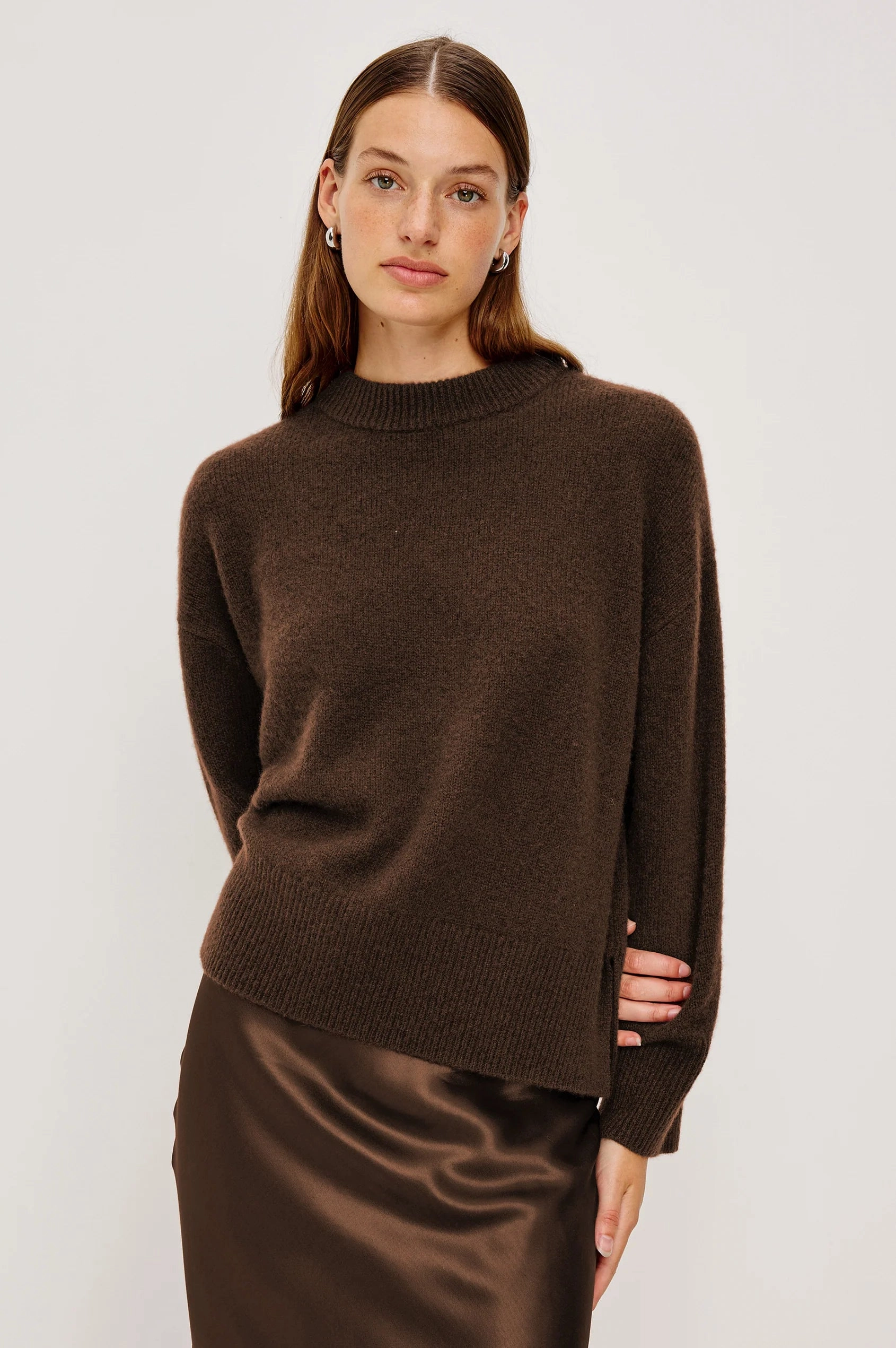 Rails Miranda Sweater in Chocolate Water Repellent Coating