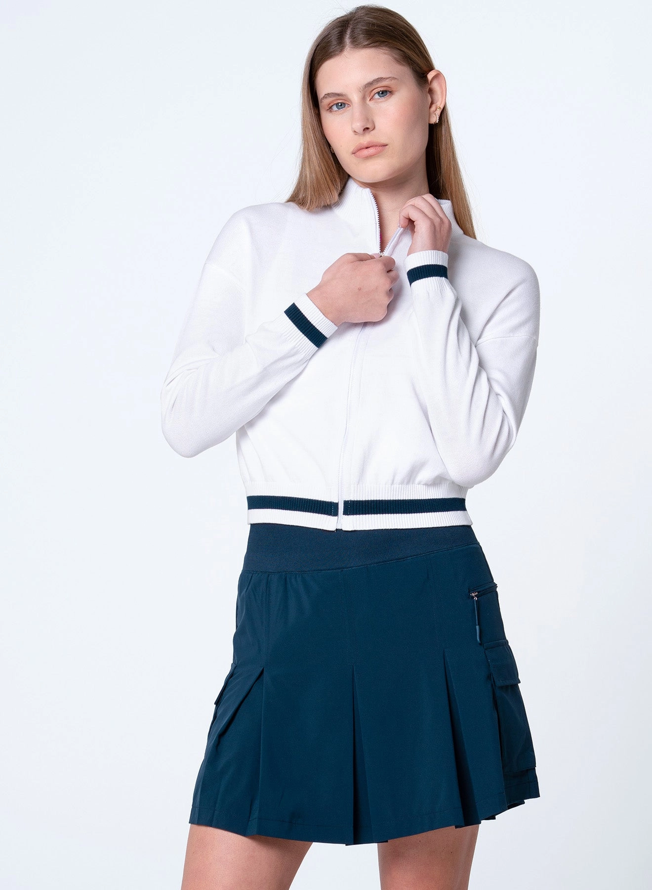 Ultraviolet Protection Finish Rally Mock Neck Cardigan