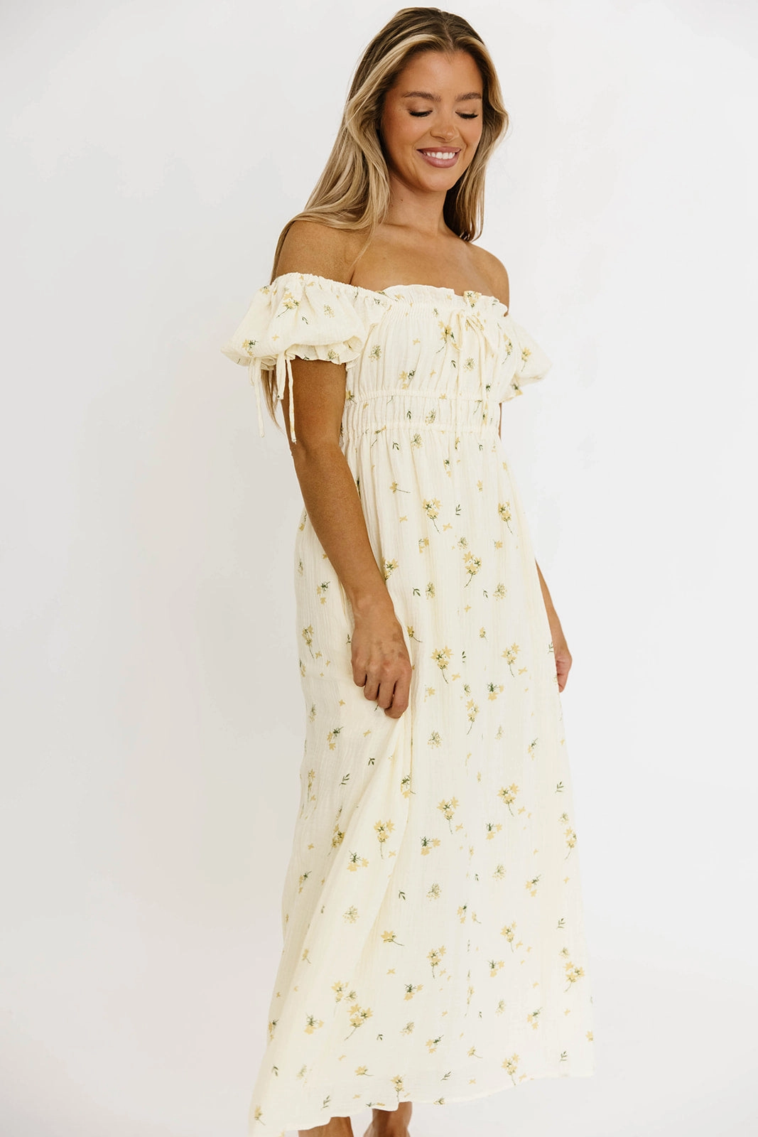 Elegant Mood Savanna Steppe 100% Cotton Dress in Cream - Bump Friendly & Inclusive Sizing (S-3XL)