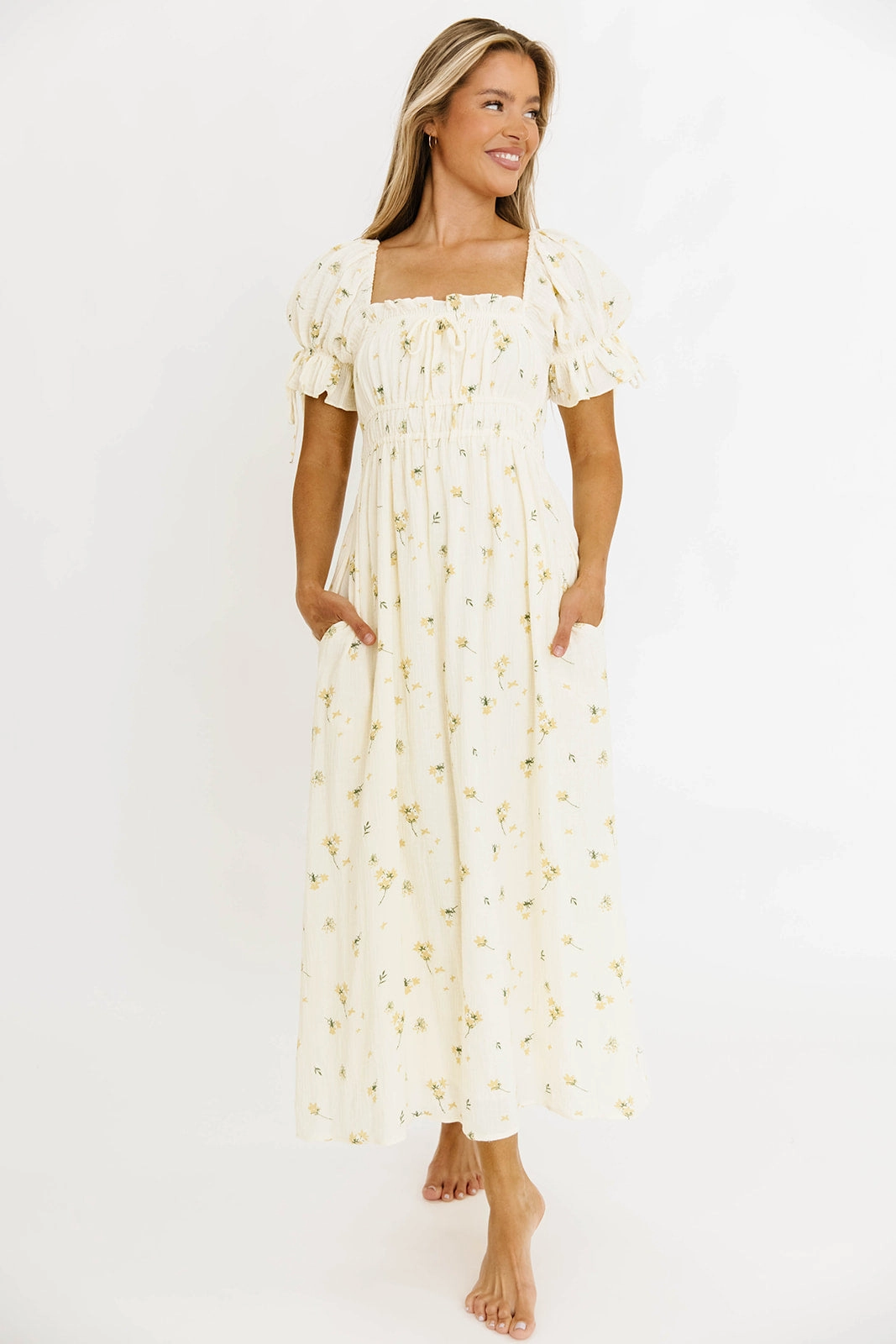 Relaxed Wear Savanna Steppe 100% Cotton Dress in Cream - Bump Friendly & Inclusive Sizing (S-3XL)