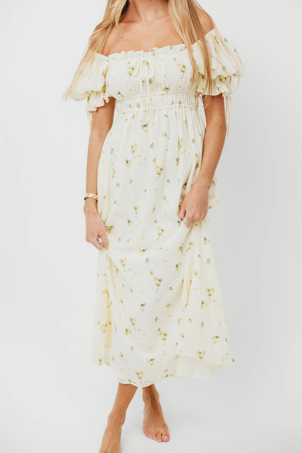 Soft color Minimal Detail Savanna Steppe 100% Cotton Dress in Cream - Bump Friendly & Inclusive Sizing (S-3XL)