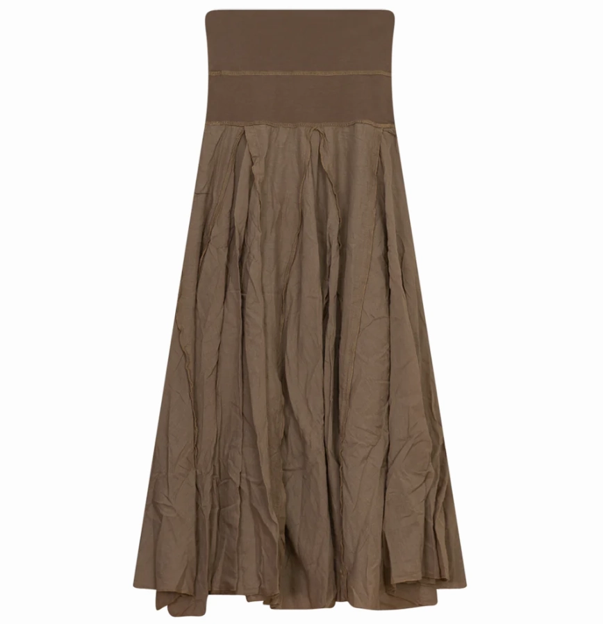 Red Myth Mocha Gauze Godet Maxi SB2CM7751SL Neutral Tone Everyday Style