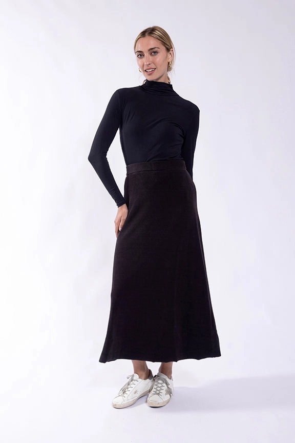 Maple Cliff Black Chenille A Line Skirt MC5821B Simple Motion