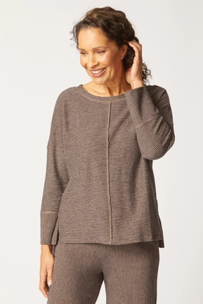 Tear Resistant Habitat Pasadena Stripe Canyon Pullover in Truffle