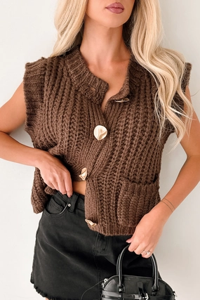 Amber Hours Sleeveless Sweater Top (Brown) UV Protective Coating MultiFunctional Pocket Placement