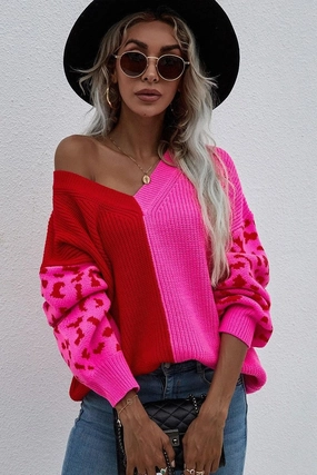 Stylish Dress V NECK LEOPARD TOP