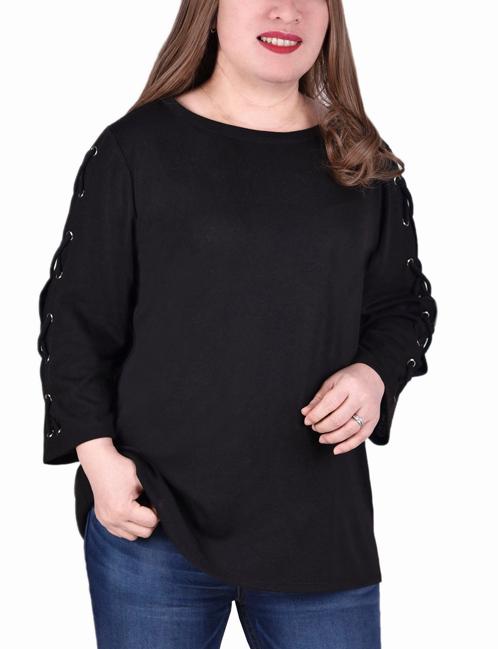 UltraSoftInterior Plus Size Laced Sleeve Top