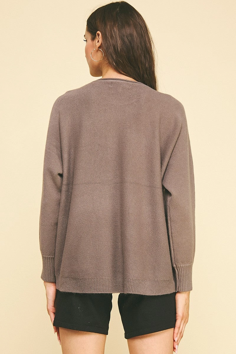 Antibacterial NonIrritatingEdges Grey Long Sleeve Sweater