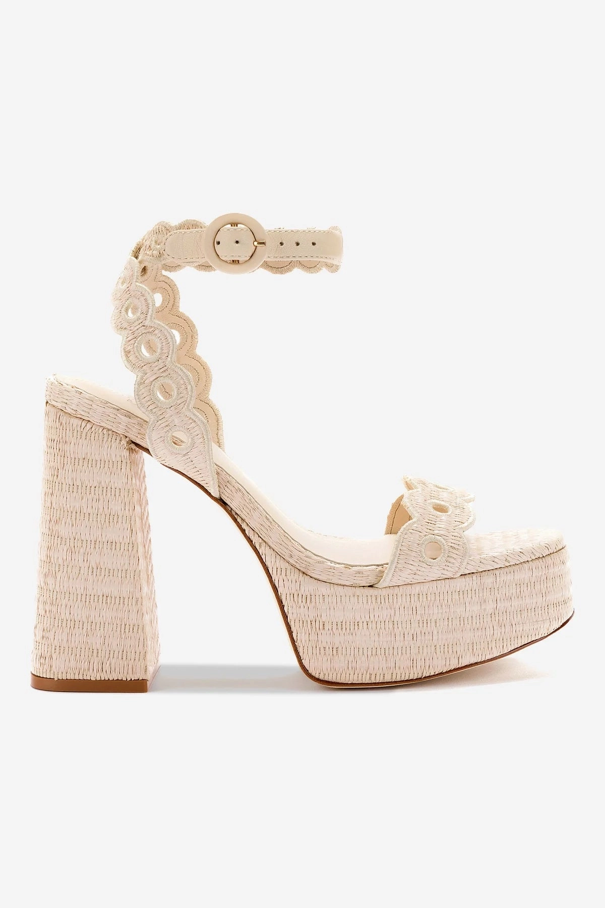 Dolly Broderie Sandal In Natural Raffia Snow Ride Light Step