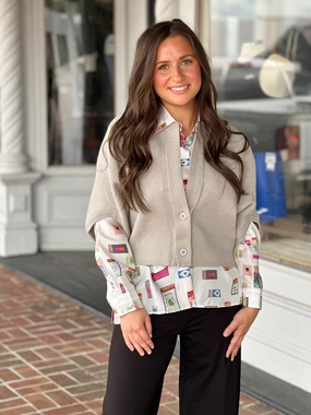 Everyday Jacket Thermal Regulation Technology Cloudy Gray 2 Button Short Sleeve Cardigan