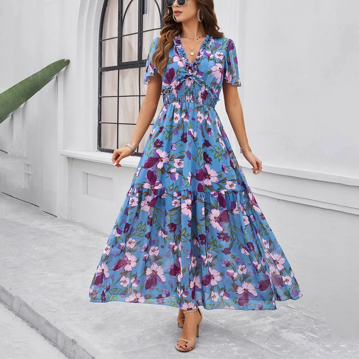Casual Layers CASUAL PRINT DRESS WITH WAIST_CWDMD1914