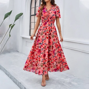 Soft and Relaxed CASUAL PRINT DRESS WITH WAIST_CWDMD1914
