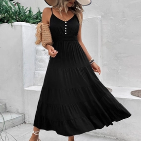 AntiPillTreatment COTTON AND LINEN HALTER DRESS_CWDMD1563