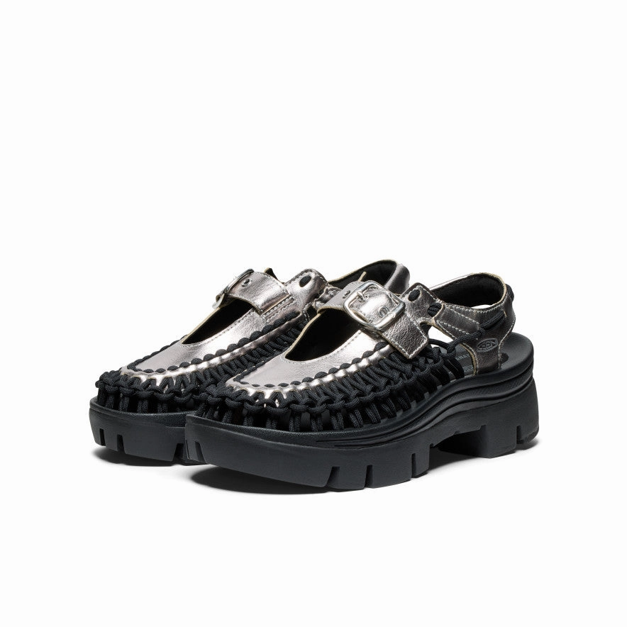 Slide Fit Trendy All Gender UNEEK PLT Mary Jane Sneaker  |  Silver/Black