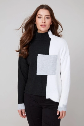 Softened Edges Renuar Contrast Black Sweater