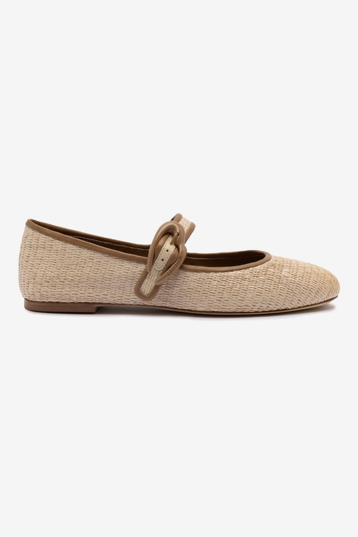 Breathable Dynamic Edge Verona Ballet Flat In Natural Raffia and Hazelnut Trimming