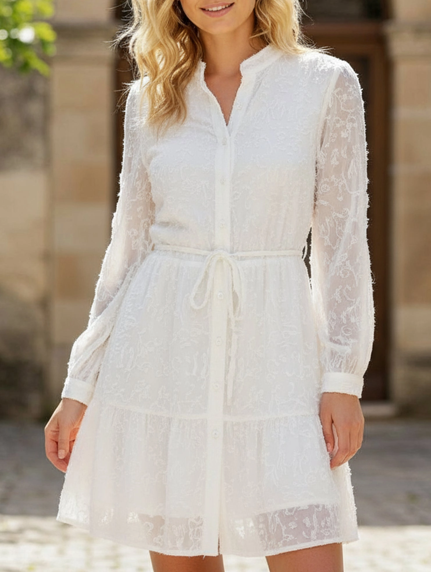 Retro style lace long sleeve puff sleeve dress Chill Lines