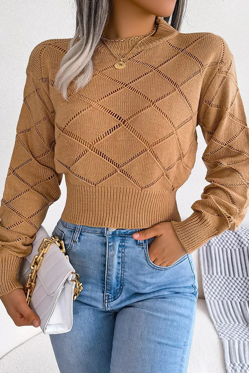 RIBBED HIGH NECK LACE SHORT LENGTH CROP SWEATER Printed T-shirt QuickDryConstruction