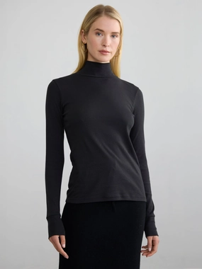Non Restrictive Armhole Cut RIBBED COTTON L/S TURTLENECK
