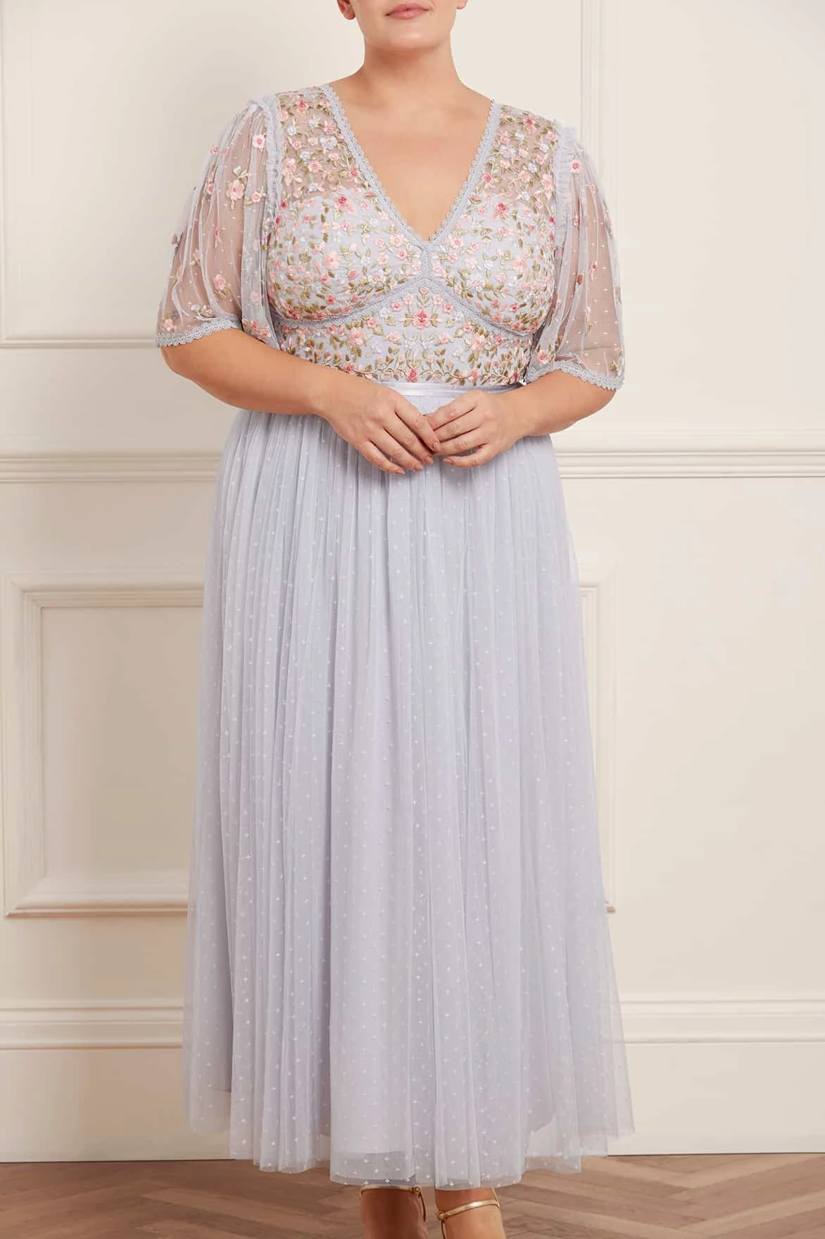 Daywear Comfort Knit Warm Ribbon Bouquet Bodice Ankle Gown